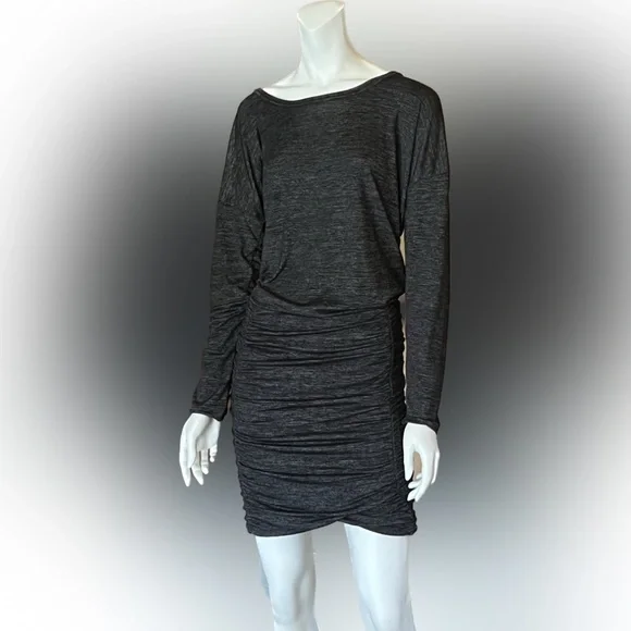 Athleta | Dresses | Athleta Gray Space Dye Bodycon Ruched Long Sleeve Scoop  Neck Tulip Midi Dress Xs | Poshmark